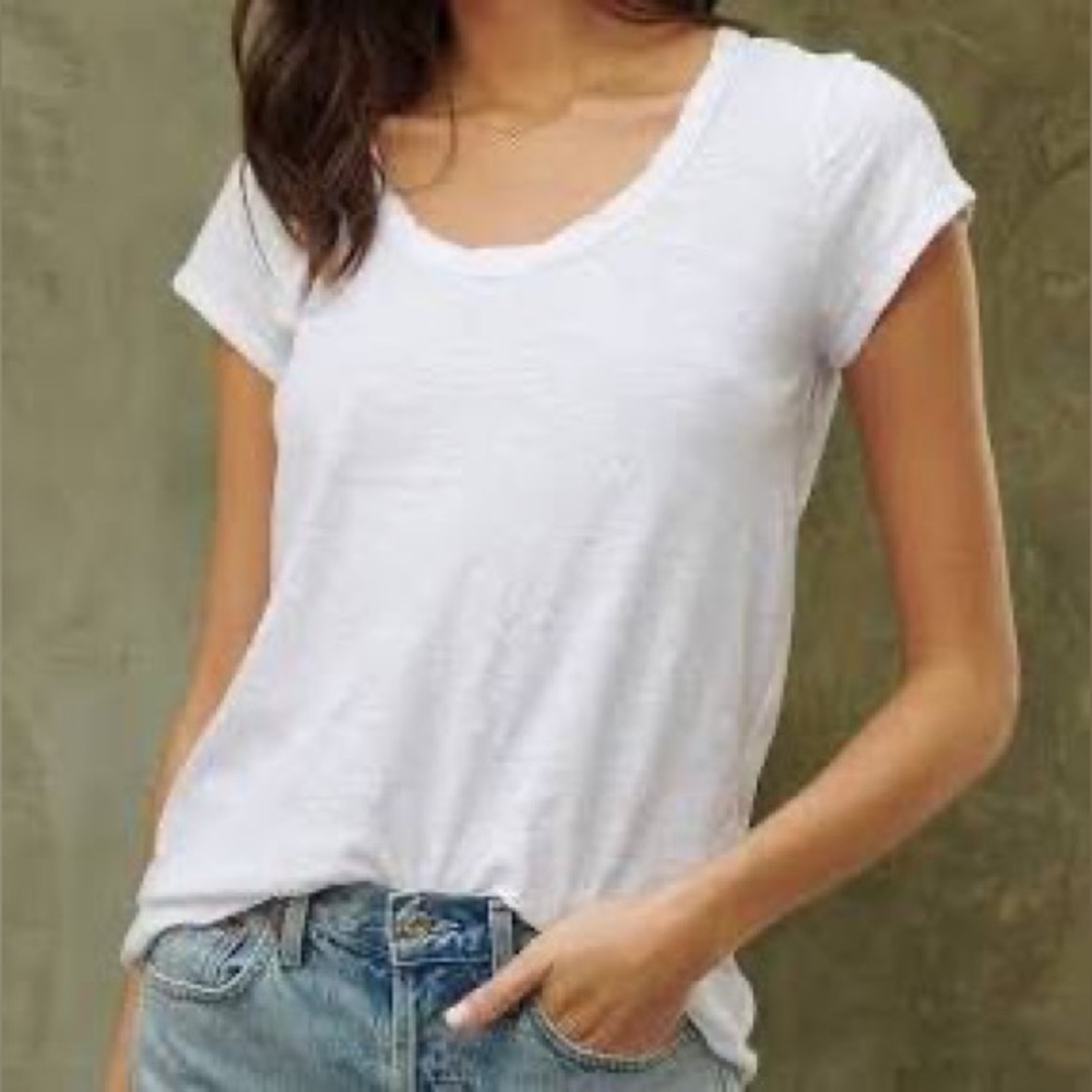 JAMES PERSE |  Slub Knit Scoop Neck White T-shirt | NWT | Size 1